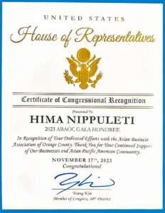 CERTIFICATE OF CONGRESSIONAL RECOGNITION